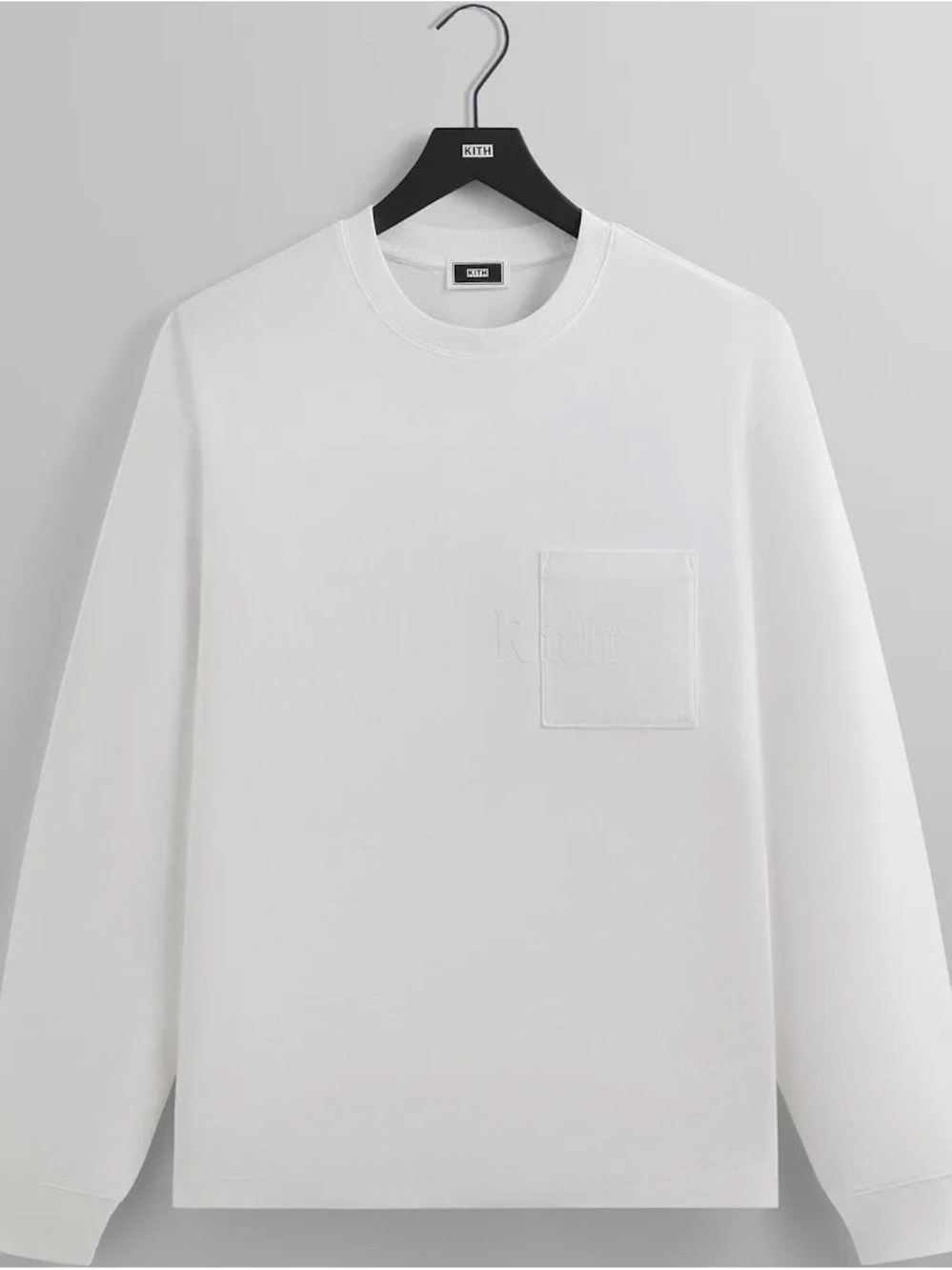 Kith White Long Sleeve Pocket Crewneck